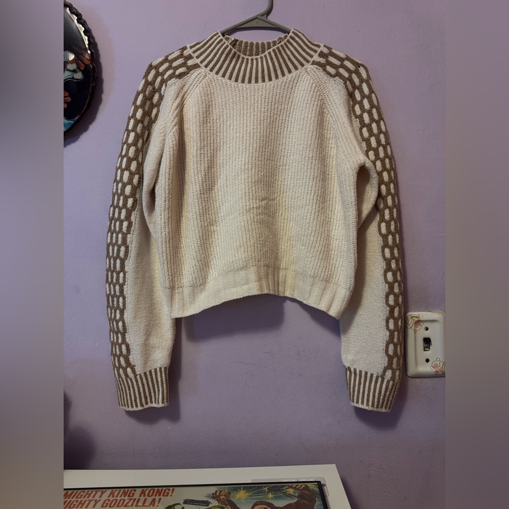 Lush Beige and Taupe Knit Sweater